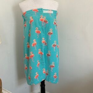 Flamingo Print Turquoise shower wrap